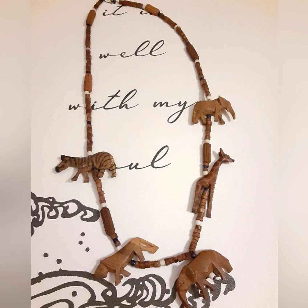 Handcrafted Safari Animal Bead Wooden Necklace - Picture 6 of 11
